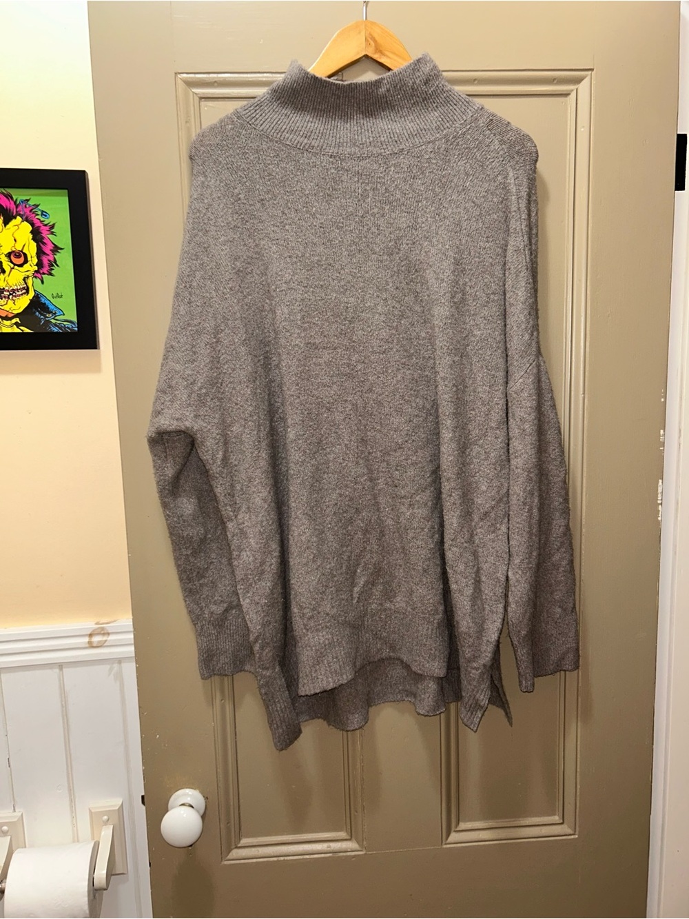 Abercrombie & Fitch Light Gray Large Oversized Turtleneck Sweater